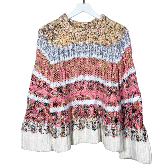 Anthropologie Chunky Knit Multicolor Kahlo Stripe Sweater Womens Size Small Boho - Picture 2 of 11